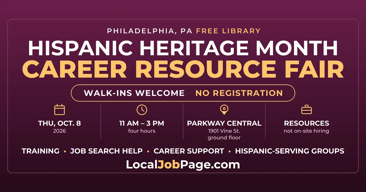 Hispanic Heritage Career Resource Fair Oct. 8 at Parkway Central Library